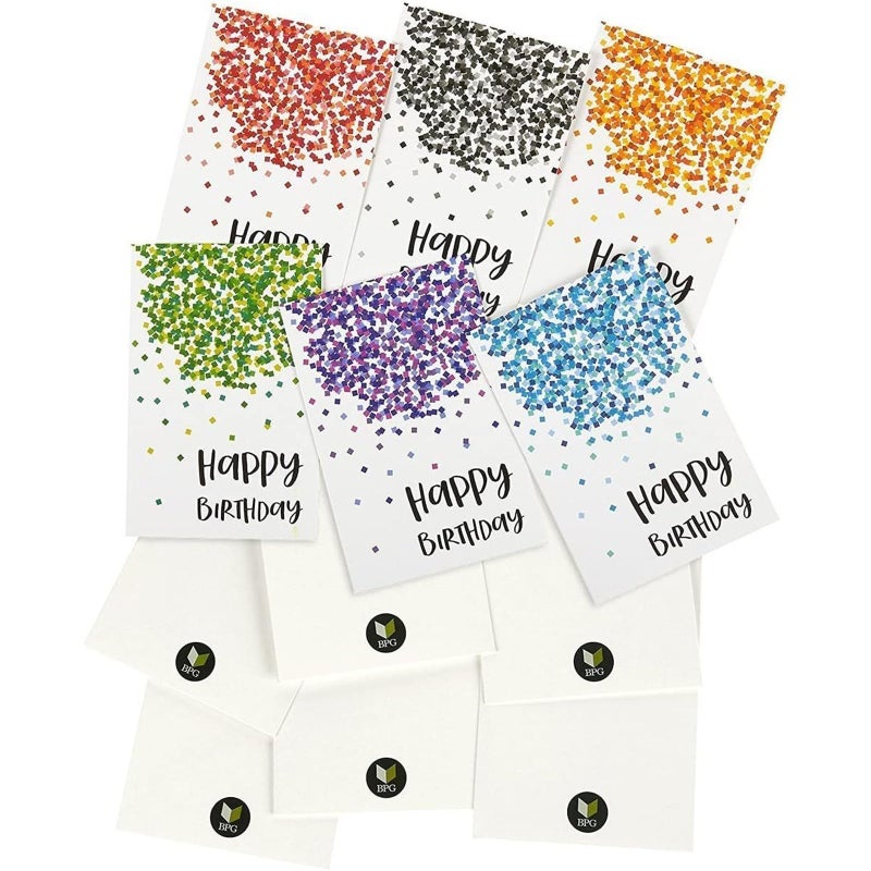 Paper Junkie Birthday Greeting Cards - 4 x 6-Inch, 48-Pack, Multicolor Confetti Design - Blank Inside with Envelopes for Party & Business - Image 5